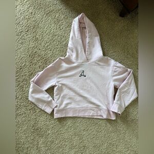 Jordan Light Pink cropped Hoodie with white Logo m/size 8-10